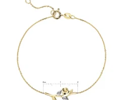 Bransoletka z żółtego złota z diamentami - róża - 0,02 ct - próba 375