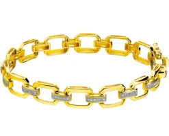 Bransoletka z żółtego złota z diamentami - 18 cm - 0,25 ct - próba 585