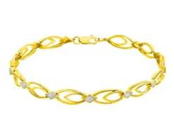 Bransoletka z żółtego złota z diamentami - 19 cm - 0,02 ct - próba 375
