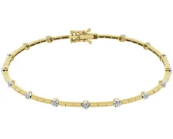 Bransoletka z żółtego złota z brylantami - 18 cm - 0,16 ct - próba 585