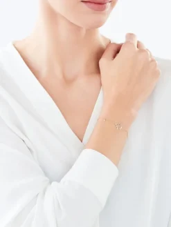 Bransoletka z żółtego złota z diamentami - drzewko - 0,01 ct - próba 585