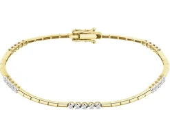 Bransoletka z żółtego złota z brylantami - 19 cm - 0,15 ct - próba 585