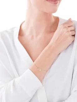 Bransoletka z żółtego złota z diamentami - nieskończoność, serce, EKG serca - 0,01 ct - próba 375