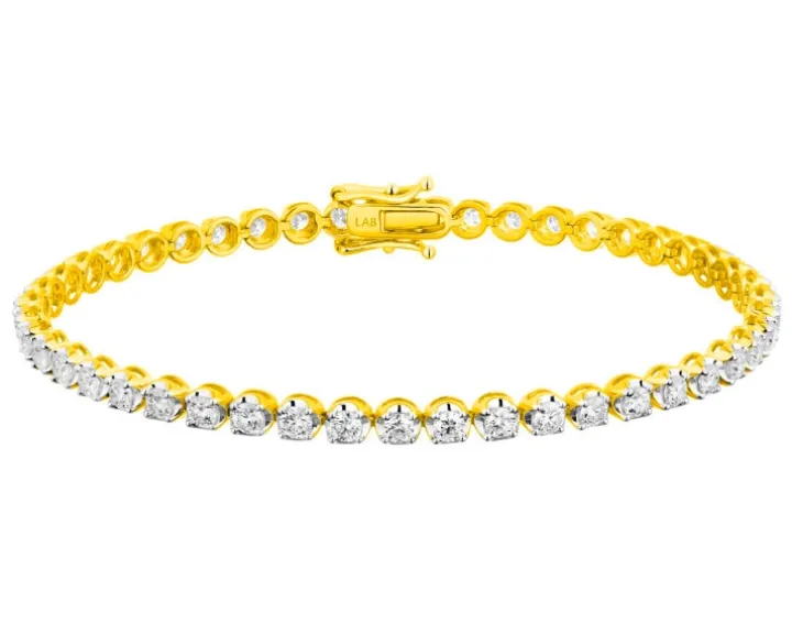 Bransoletka z żółtego złota z brylantami laboratoryjnymi - 19 cm - 3,00 ct - próba 750
