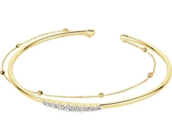 Bransoletka z żółtego złota z brylantami - 0,08 ct - próba 375