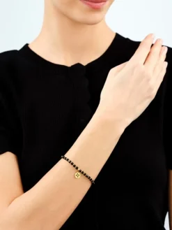 Bransoletka ze stali szlachetnej z onyksami