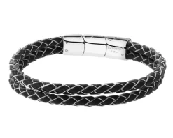 Bransoletka ze stali szlachetnej i skóry