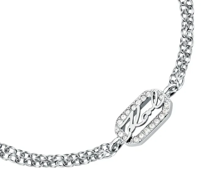 Bransoletka ze stali szlachetnej z cyrkoniami - Karl Lagerfeld