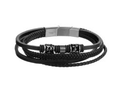 Bransoletka ze stali szlachetnej i skóry