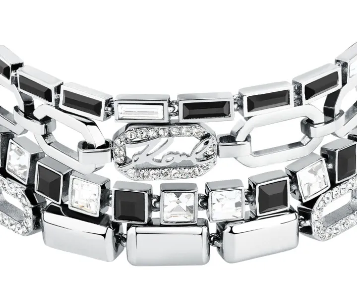 Bransoletka ze stali szlachetnej z cyrkoniami - Karl Lagerfeld