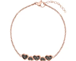 Bransoletka ze stali szlachetnej z markasytami - serca