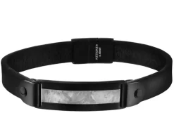 Bransoletka ze stali szlachetnej, tytanu i skóry