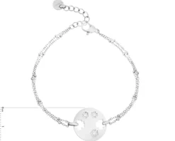 Bransoletka ze stali szlachetnej z cyrkoniami - koniczyna