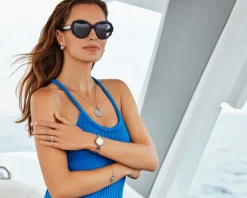 Bransoletka ze stali szlachetnej z cyrkoniami - koniczyna