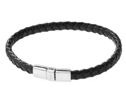 Bransoletka ze stali szlachetnej i skóry
