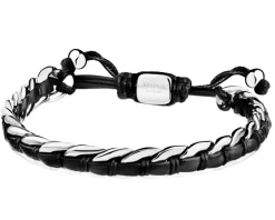 Bransoletka ze stali szlachetnej i skóry