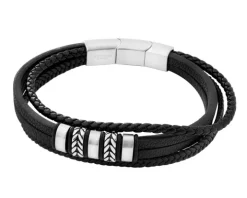 Bransoletka ze stali szlachetnej i skóry