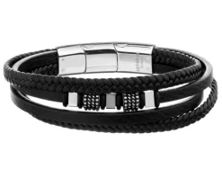 Bransoletka ze stali szlachetnej i skóry