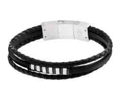 Bransoletka ze stali szlachetnej i skóry