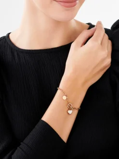 Bransoletka ze stali szlachetnej z masą perłową - serce