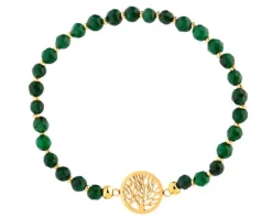 Bransoletka ze stali szlachetnej z chalcedonem - drzewo