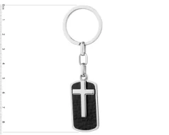 Brelok ze stali szlachetnej i skóry - krzyż