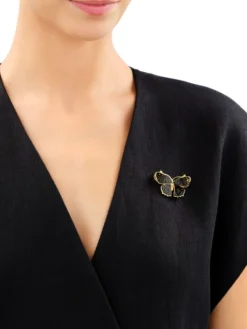 Broszka - zawieszka srebrna z bursztynem - motyl