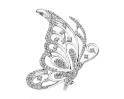 Broszka - zawieszka z białego złota z brylantami - motyl - 1,25 ct - próba 750