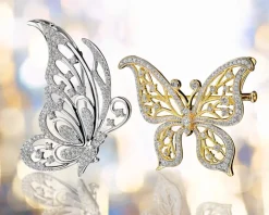 Broszka - zawieszka z białego złota z brylantami - motyl - 1,25 ct - próba 750
