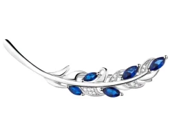 Broszka srebrna z cyrkoniami - piórko