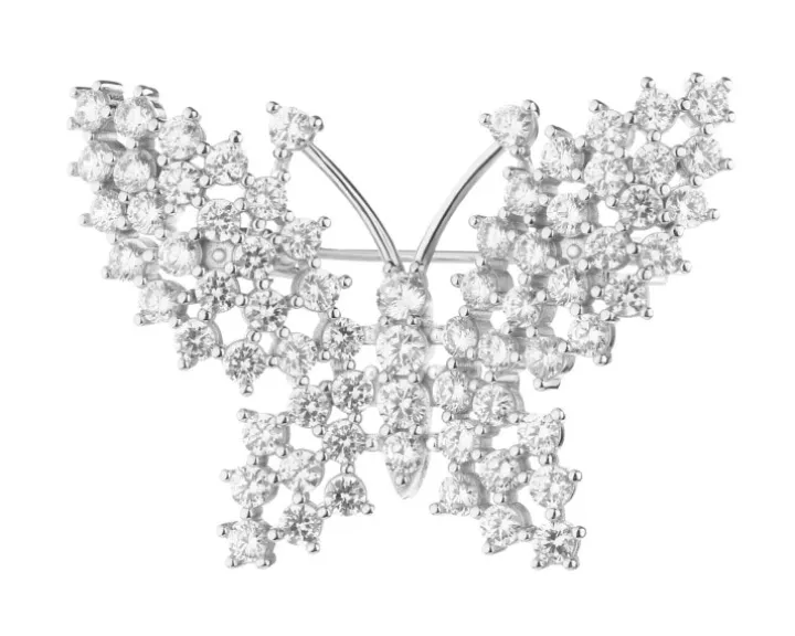 Broszka srebrna z cyrkoniami - motyl