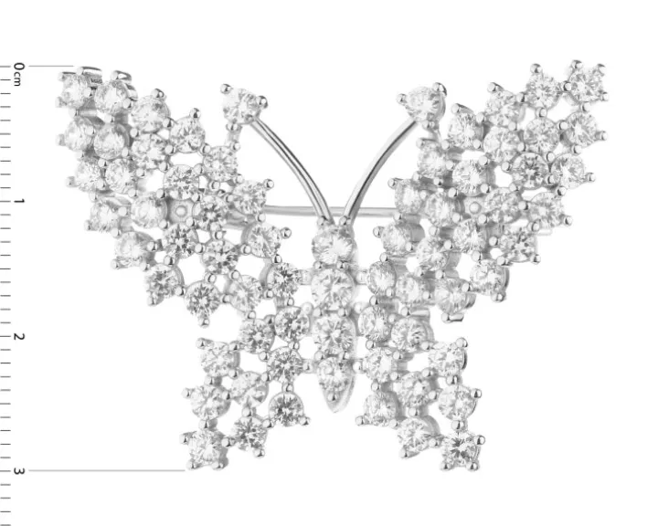 Broszka srebrna z cyrkoniami - motyl