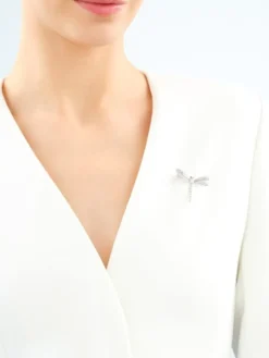 Broszka srebrna z cyrkoniami - ważka