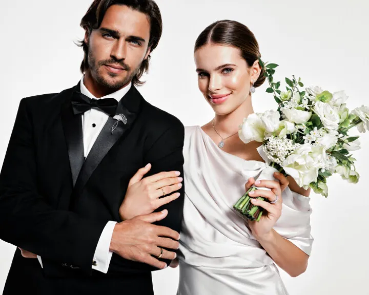 Broszka srebrna z cyrkoniami - miłorząb