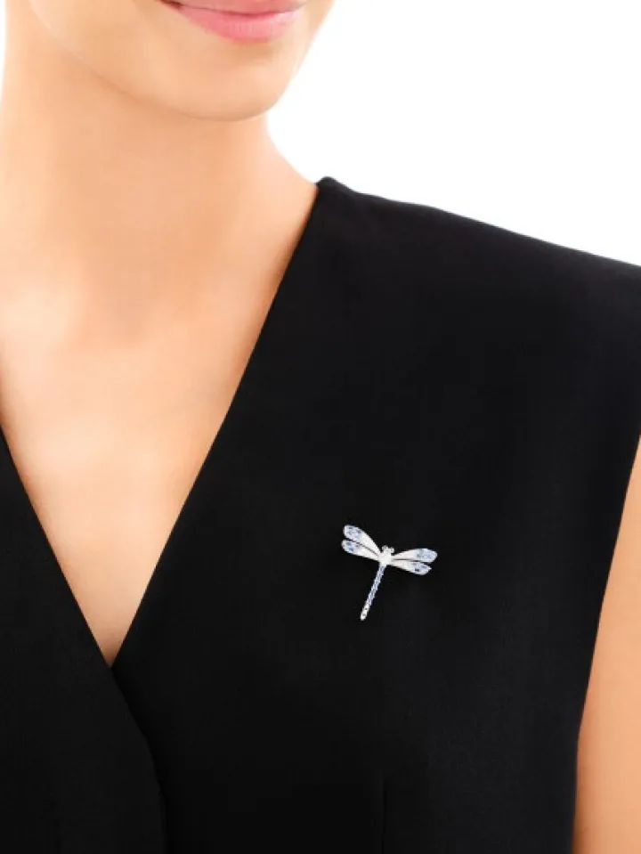 Broszka srebrna z cyrkoniami - ważka