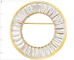 Broszka z mosiądzu pozłacana z cyrkoniami