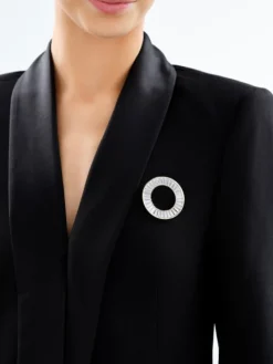 Broszka z mosiądzu pozłacana z cyrkoniami