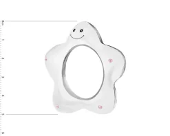 Grzechotka srebrna z kryształami i bursztynem