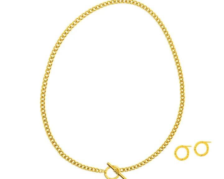 Kolczyki i naszyjnik ze stali szlachetnej - komplet - koła