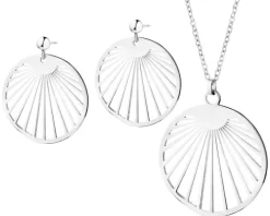 Kolczyki i naszyjnik ze stali szlachetnej - komplet - koła