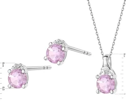 Kolczyki i zawieszka z białego złota z diamentami i ametystami - próba 375