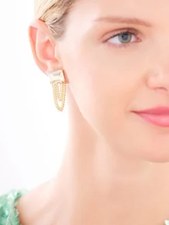 Kolczyki pozłacane ze szklanymi detalami