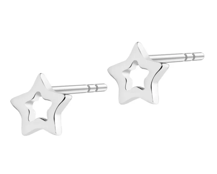 Kolczyki srebrne - gwiazdy