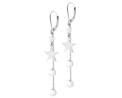 Kolczyki srebrne - gwiazdy, Księżyce