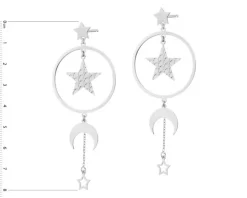 Kolczyki srebrne - koła, gwiazdy, Księżyc