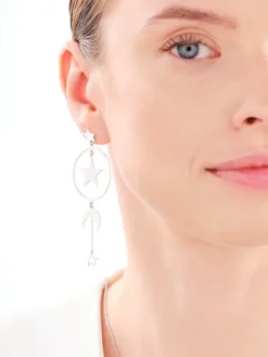 Kolczyki srebrne - koła, gwiazdy, Księżyc