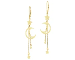 Kolczyki srebrne - Księżyce, gwiazdy