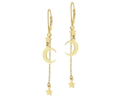 Kolczyki srebrne - Księżyce, gwiazdy