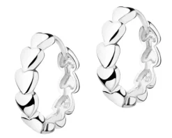 Kolczyki srebrne - serca, koła