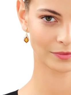 Kolczyki srebrne z bursztynem